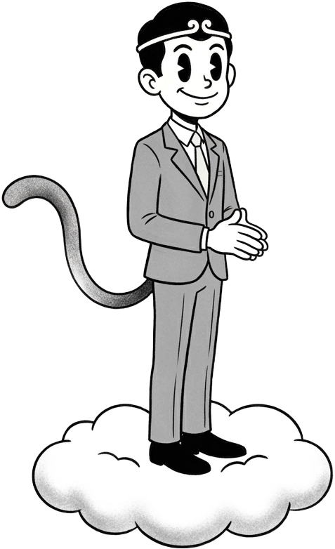 穏やかに助言するクラウドおさる